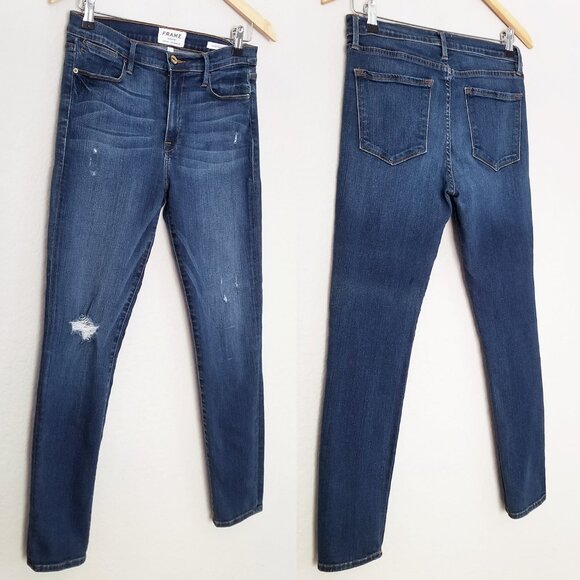 Frame Le High Distressed Skinny Church Street Jeans Women’s 30 Stretchy $210 - Picture 13 of 14